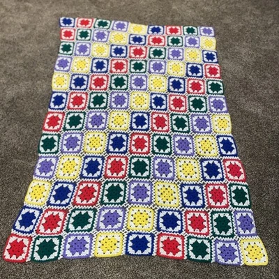 Manta cuadrada abuela vintage tiro afgano cottagecore Grandmacore 52 x 76 Foto 1 de 4