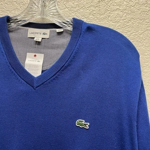 Suéter Lacoste Manga Larga Calce Regular Cuello en V Algodón Para Hombres 6 XL Azul Real Nuevo con Etiquetas - Imagen 1 de 7