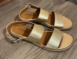 Lucky Brand Sling back Gold Sandals Size 9.5 - Picture 1 of 6