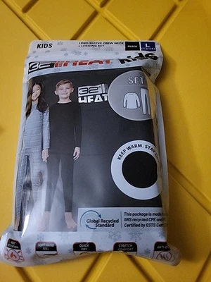 Conjunto de 2 peças camisa e legging 32 Degrees Heat Kids grande tripulação camada base - Preto - Imagem 1 de 3