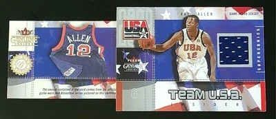 2003 Fleer Genuine Insider RAY ALLEN GAME WORN OLYMPIC JERSEY /325 PULL OUT CARD - Image 1 of 3