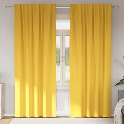 Curtains with Curtains 2 pcs Mustard yellow Polyester vidaXL - Image 1 of 4