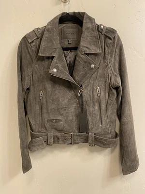 Женская мотоциклетная куртка BlankNYC небольшого размера темно-серая замшевая кожа - Изображение 1 из 4