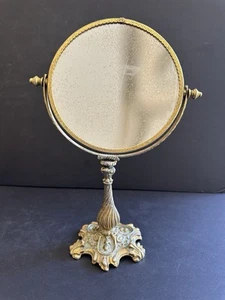 Vtg Stylebuilt NY Vanity Standing Mirror Brass Swivel Hollywood Regency 11” - Picture 1 of 24