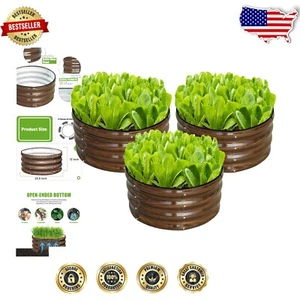 Modern 3-Piece Galvanized Raised Planter - Easy Assembly Outdoor Garden Box - Picture 1 of 8