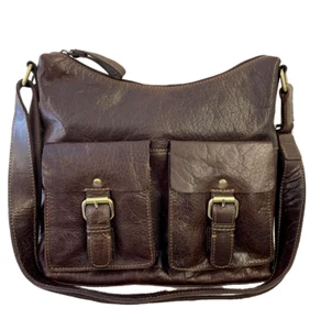 Rowallan of Scotland Handtasche strukturiert großes braunes Leder mit Reißverschluss 6510 - Bild 1 von 6