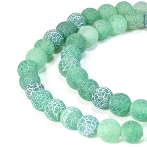 Green Dragon Vein Agate Beads - 5/6mm Matte Crackle Finish - Frosted Bead Strand - Picture 1 of 3