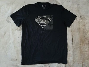 Mens Medium Under Armour Heatgear Loose Fit Superman Black T Shirt - Picture 1 of 7