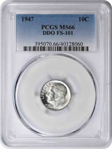 1947 Roosevelt Silver Dime DDO FS-101 MS66 PCGS - Picture 1 of 4