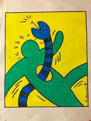 KEITH HARING CoA Art Painting Gnadmade Drawing Vintage Original Signed - Image 1 of 4