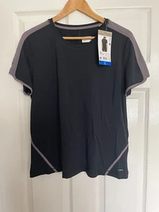 BNWT Ladies Mondetta Active Mesh Lightweight Tee Black & Taupe Size L - Picture 1 of 10