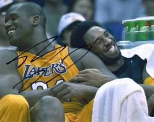 Shaquille O'Neal Shaq signed Autogramm 8x10 Foto LA Lakers Star mit Kobe Bryant - Bild 1 von 2
