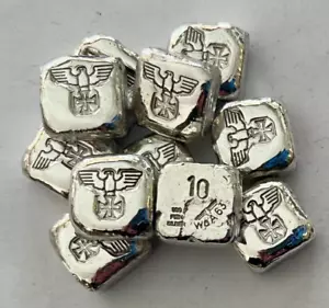 One - 10g SILVER hand poured .999 German eagle iron cross 1871-1918 time frame - Picture 1 of 3