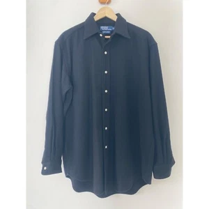 Vintage Polo by Ralph Lauren Lowell Sport 100% Cashmere Shirt Black Size Medium - Picture 1 of 9