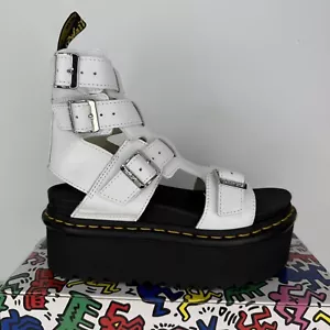 Dr. Doc Martens Giavanna sandali gladiatore pelle bianca plateau donna taglia 5 - Foto 1 di 11