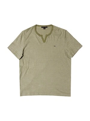 $69 Camiseta Michael Kors Para Hombre Manga Corta Rayas Cuello Dividido Light Sage, L Foto 1 de 2