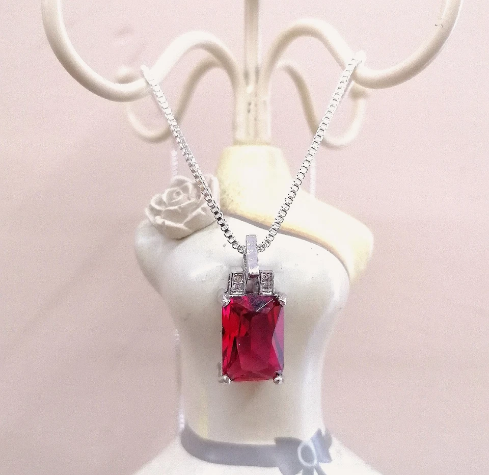 Collana argento 925 zirconi e cristallo Bordeaux Fucsia  - Immagine 1 di 1