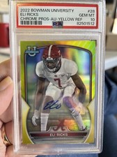 2021-22 Bowman Chrome University Eli Ricks Yellow Refractor  Auto /75 PSA 10