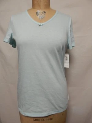 Nautica Anchors 条纹 V 领睡眠衬衫卷轴浅绿色全新带标签 — 第 1/2 张图片