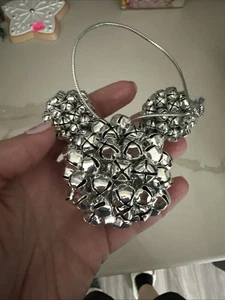 Vintage Disney Parks Mickey Mouse Ear Hat Silver Jingle Bells Christmas Ornament - Picture 1 of 9