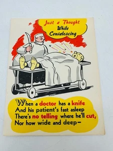 Tarjeta de felicitación vintage Get Well Novo Laugh años 40 años 50 humor sin usar nueva de colección - Imagen 1 de 5