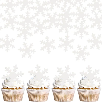 50 PCS Edible Snowflake Cupcake Toppers Wafer Paper Snowflake Cake Decorations E - Image 1 of 4
