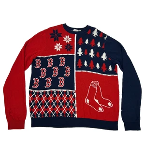 Boston Red Sox Ugly Christmas Sweater Mens XXL Red Blue Forever Collectibles MLB - Picture 1 of 8