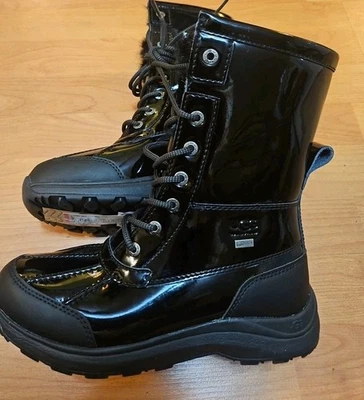 UGG ADIRONDACK III PATENT BLACK LEATHER WATERPROOF WOMEN BOOTS  8/39 DISPLAY - Image 1 of 4
