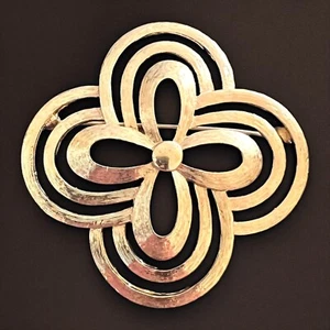 Monet signierte Brosche goldfarben Vierflügel Vintage Mid Century Modernist Anstecknadel - Bild 1 von 8