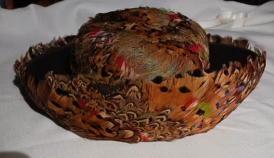 Vintage Pheasant Feather Hat Merrimac Superior Fur Felt - Image 1 of 4