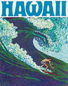 Hawaii Surfen Poster Vintage Ozean Welle Wandbild - 12X16/16X20/18X24/24X36 - Bild 1 von 11