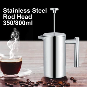 350/800ml French Press Stainless Steel Coffee Tea Filter Maker Plunger Pitcher - Picture 1 of 14
