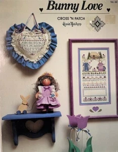 Bunny Love Hearts Emie Bishop 1989 Beutel Kreuzstichmuster - Bild 1 von 4
