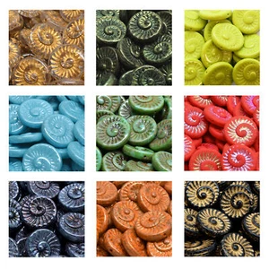 Rutkovsky 111-95021 Fossil Shell Pressed Beads Czech Glass 18mm Size 6 pieces - Picture 1 of 22