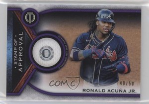 2021 Topps Tribute Stamp of Approval Relics Purple /50 Ronald Acuna Jr #SOA-RAJ