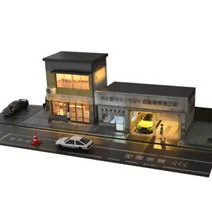 Diorama 1/64 Car Parking Lot Model City Street Shop Garages Scene Display Models - Picture 1 of 20