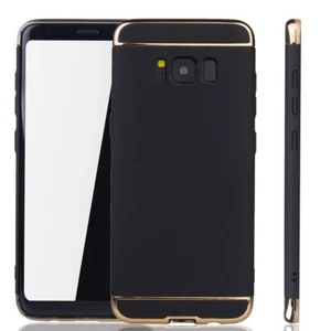 Handy Hülle Schutz Case für Samsung Galaxy S8 Bumper 3 in 1 Cover Chrom Schwarz - Zdjęcie 1 z 4