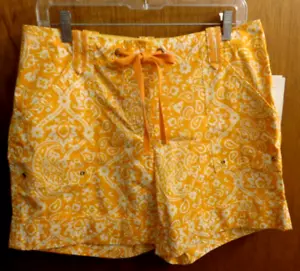 Pantaloncini corti donna Liz Claiborne arancione boho paisley 10 32x6 nuovi - Foto 1 di 7