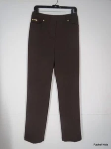 Pantalones deportivos St John talla 8 M marrón acanalados 3 bolsillos pierna recta frente plano ajustados - Imagen 1 de 9