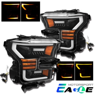 Faros proyectores negros señal LED [Negro pulido] para Ford F-150 2015-2017 Foto 1 de 4