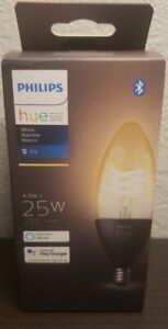 Philips - Hue White Filament E12 Bluetooth Smart LED Bulb - Black [563601]