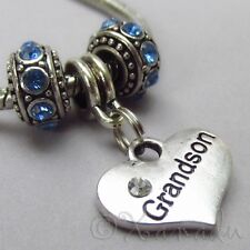 Grandson European Charm Pendant And Birthstone Beads For Large Hole Bracelets