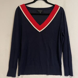 Banana Republic Silk Cashmere Womens Navy Blue Sweater Med Light Weight V-Neck - Picture 1 of 8