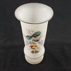 Vintage Bristol Glass White Opaque Hand-Painted Mouth Blown Silver Gilt Vase 8¾'