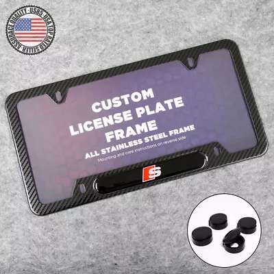 Cubierta de marco de matrícula con textura de fibra de carbono delantera o trasera para Audi S regalo Foto 1 de 4