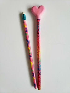 Lisa Frank Valentine Heart Pencil with Heart Eraser & Musical Note Pencil - NEW - Picture 1 of 2