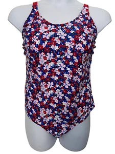 Blue & Red Floral Swimsuit 24 for D cups Swimming Costume Bathing Suit foam cups - Picture 1 of 9