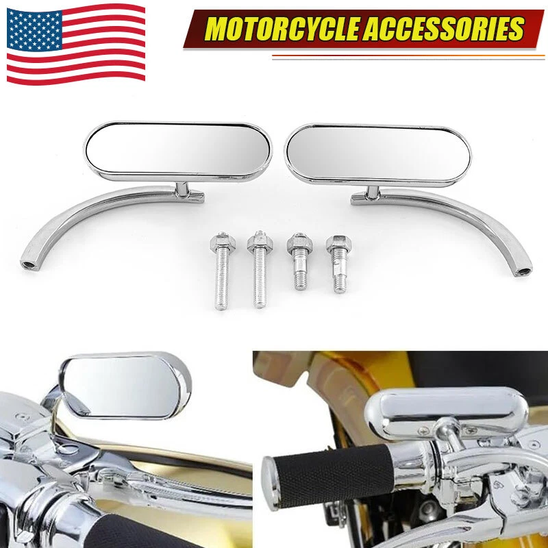Espejo retrovisor mini ovalado compatible con Harley Touring Softail Dyna Sportster cromado Foto 1 de 4
