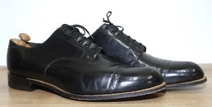 Vintage 80s Chaussures Homme Derby Cuir Noir STACY ADAMS 12EE US 11,5UK 46,5FR - Imagen 1 de 15