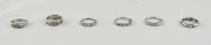 Lote De Colección De 6 Anillos Antiguo Tono Plata F1B23 - Imagen 1 de 1